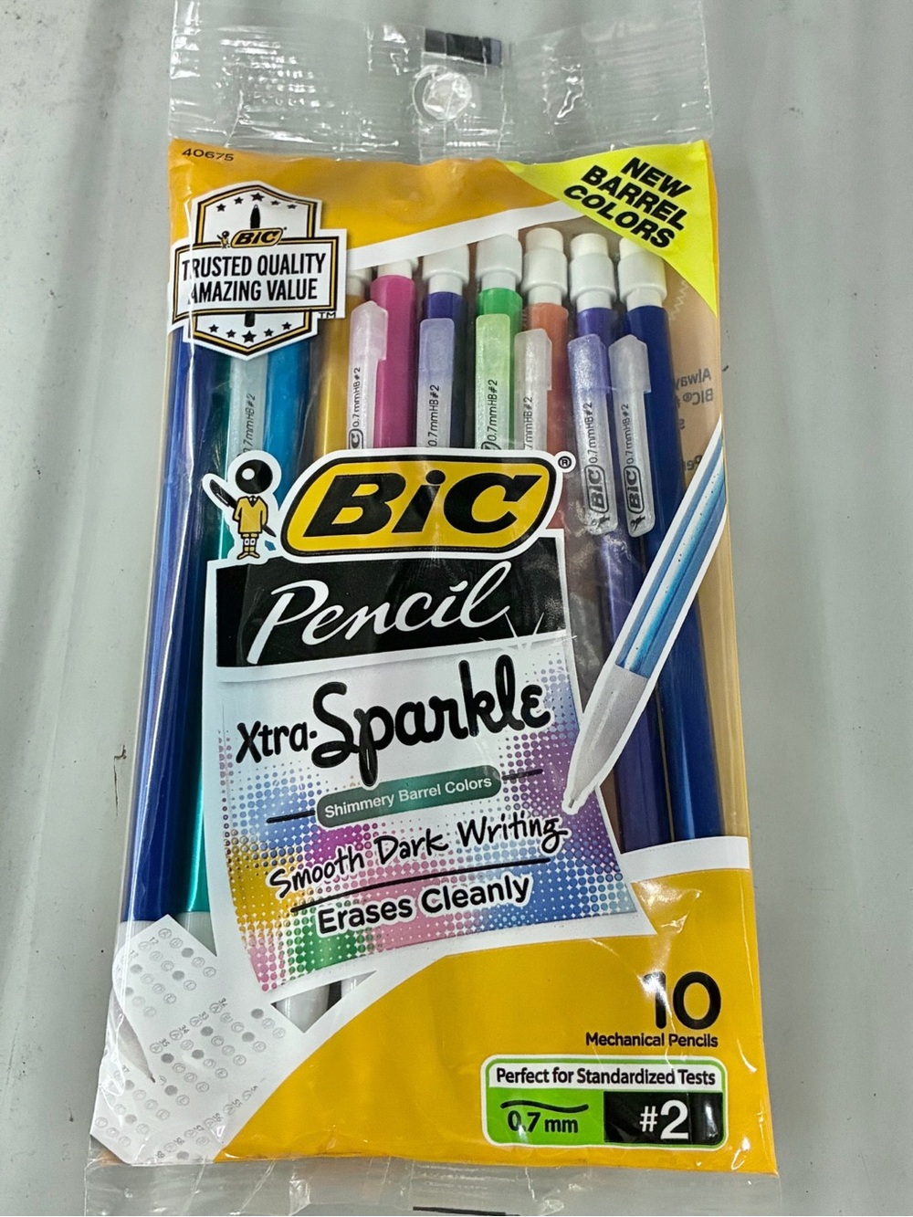 🍭$6🍭 NEW BIC Xtra-Sparkle Number 2 Mechanical Pencils 0.7mm 10ct Multicolor
